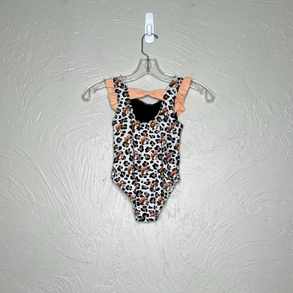Buc-ees Girls 4T Leopard Print Ruffle One-Piece Swimsuit - Picture 2 of 3
